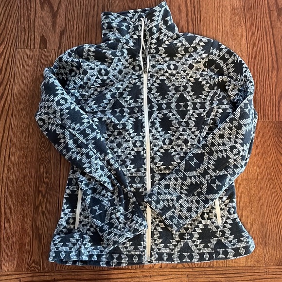COLUMBIA women’s fleece zip up jacket Aztec tribal print gray white like new Med - Picture 13 of 13